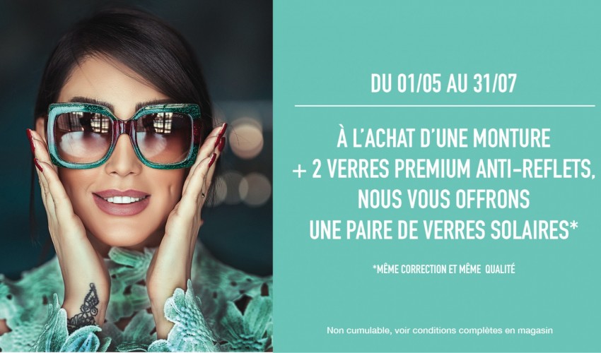 Des verres de corrections solaires offerts ! Chez votre opticien Michils !