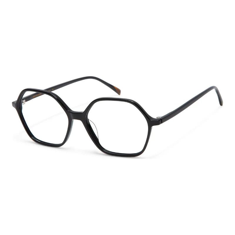 Gigi Barcelona Serena noir – lunettes de vue hexagonales – vue de trois-quarts