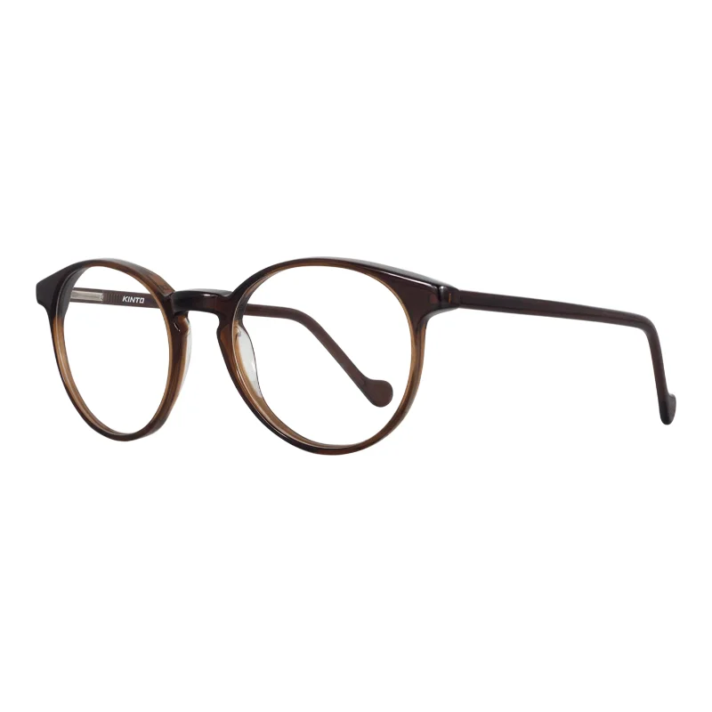 Kinto 4418 T67 – lunettes de vue rondes brun foncé – vue de trois-quarts
