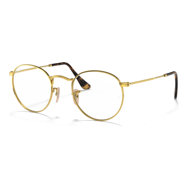 Ray-Ban Round Metal RX3447V 2500 47 – petites rondes dorées – vue de trois-quarts