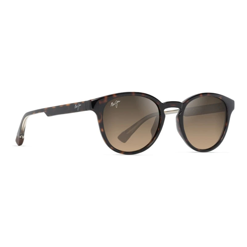 Maui Jim Hiehie MJ0636S-002 – Solaire ronde havane et jaune – vue de trois-quarts