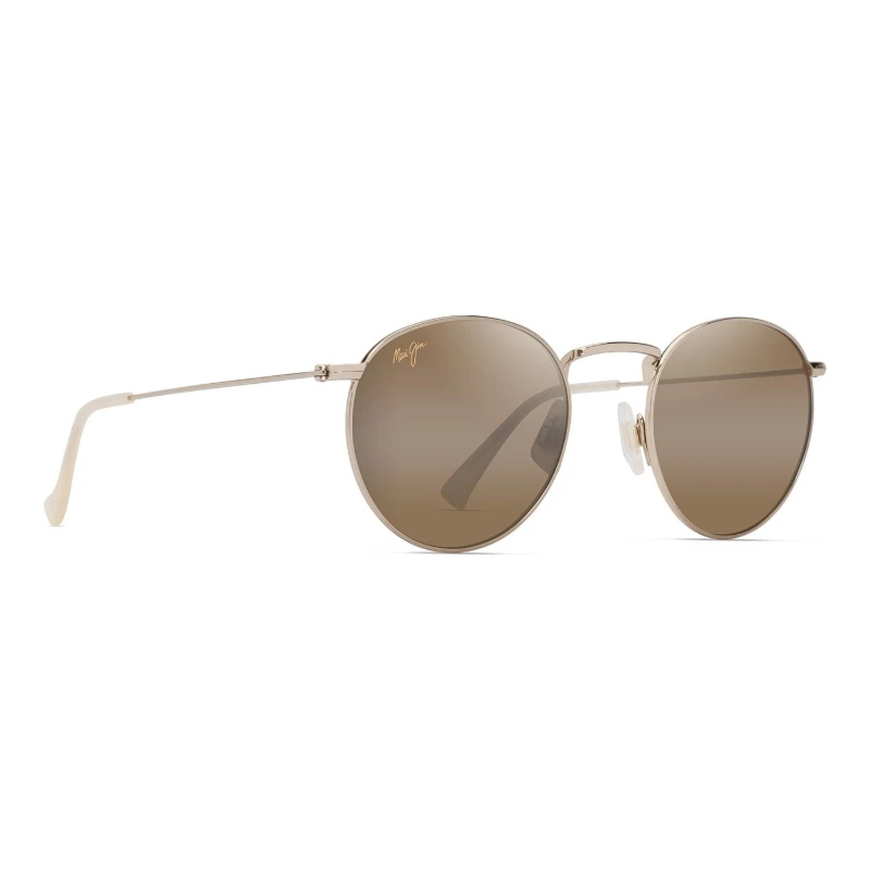 Maui Jim Pukaua MJ0667S-002 – Solaire ronde métal doré – vue de trois-quarts
