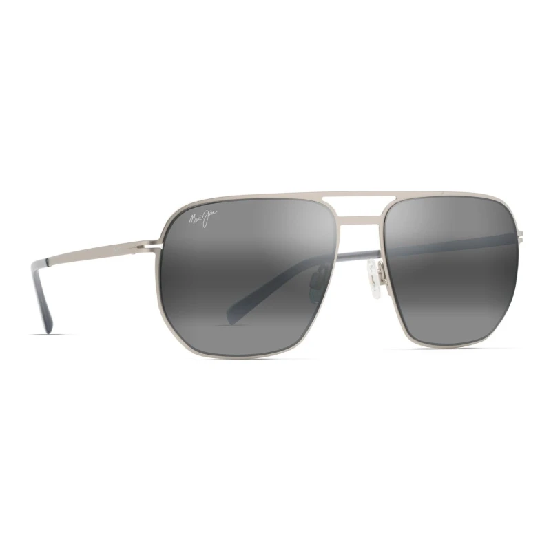 Maui Jim Shark's Cove MJ0605S-001 – Aviateur argent gris – vue de trois-quarts
