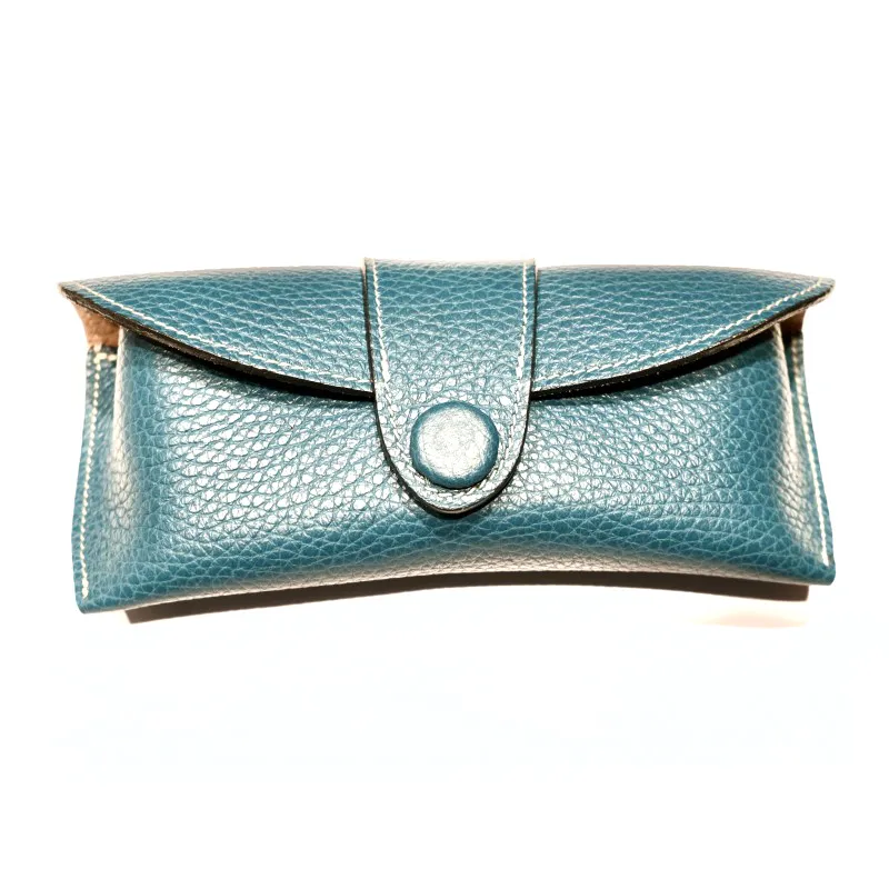 Etui cuir semi-rigide turquoise